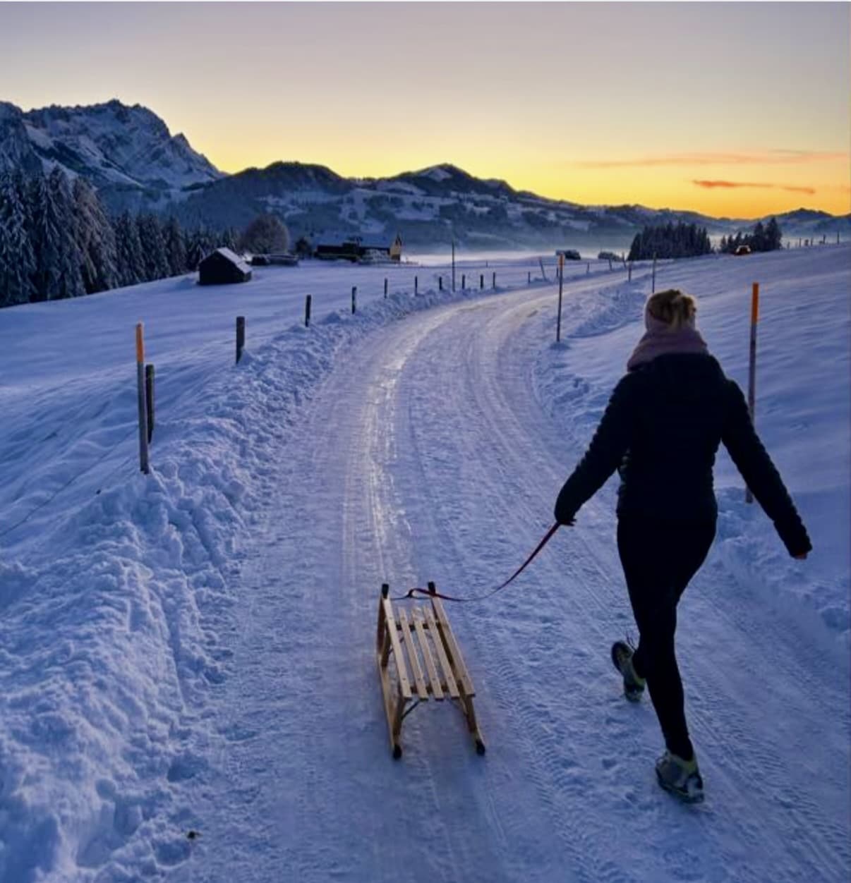 Anja beim Schlittenfahren